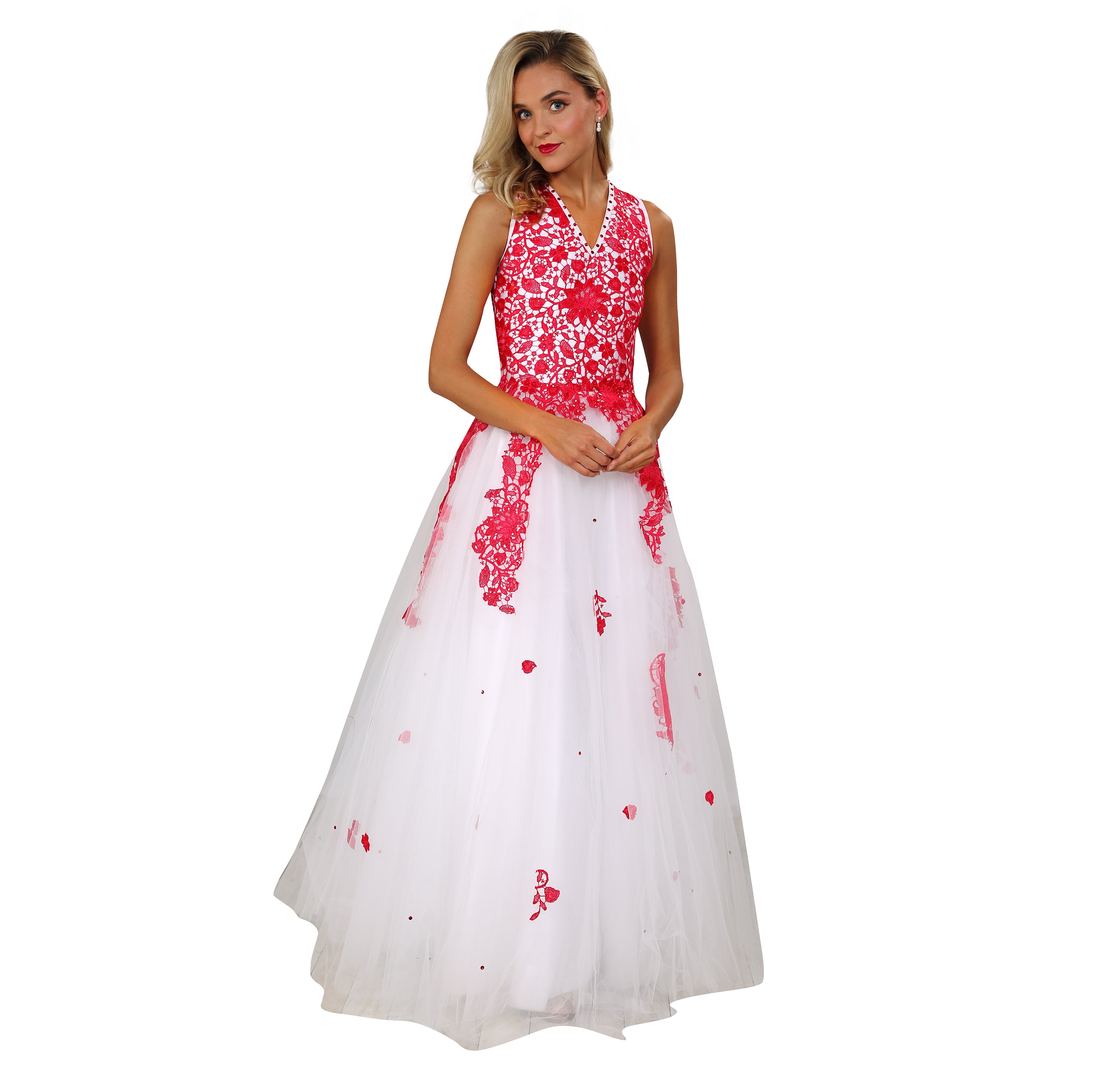 Floral Lace & Mesh Gown Dance Sophisticates Floral Lace & Mesh Gown Dance Sophisticates