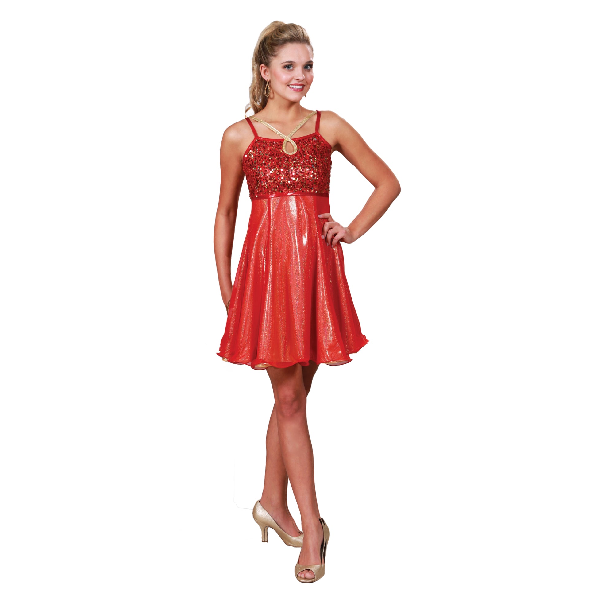 Two Tone Keyhole & Criss-Cross Strap Dress Dance Sophisticates Two Tone Keyhole & Criss-Cross Strap Dress Dance Sophisticates