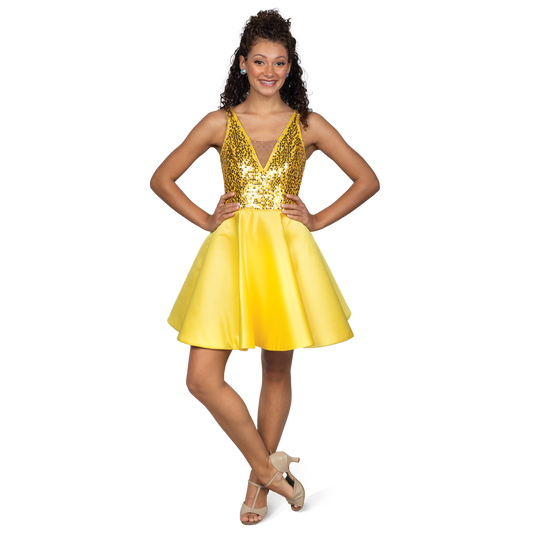 Deep V-Neck Sequin Dress