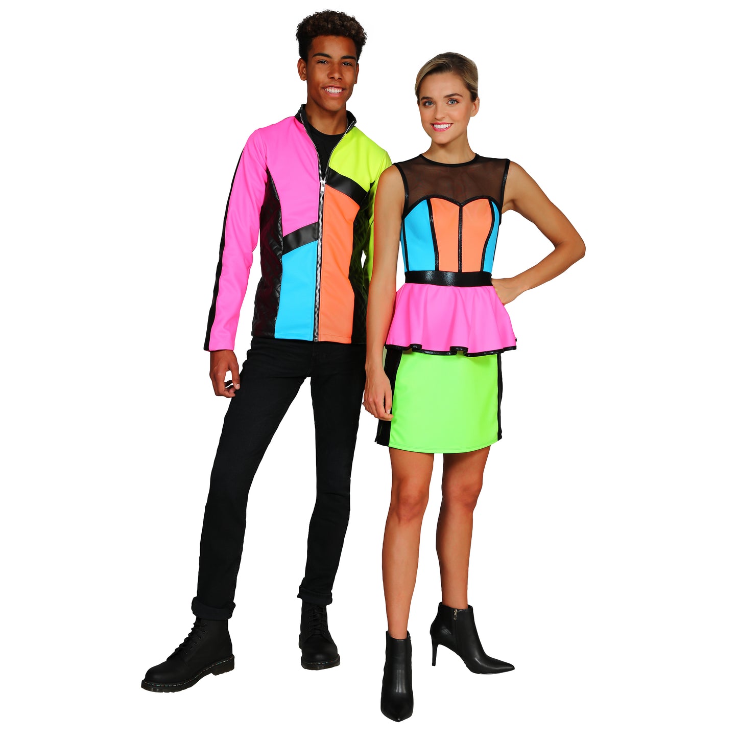 Neon Color Block Dress & Jacket